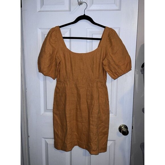 MADEWELL Maisie Mini Dress 100% Linen Balloon Sleeves Sz 2 - Picture 7 of 16